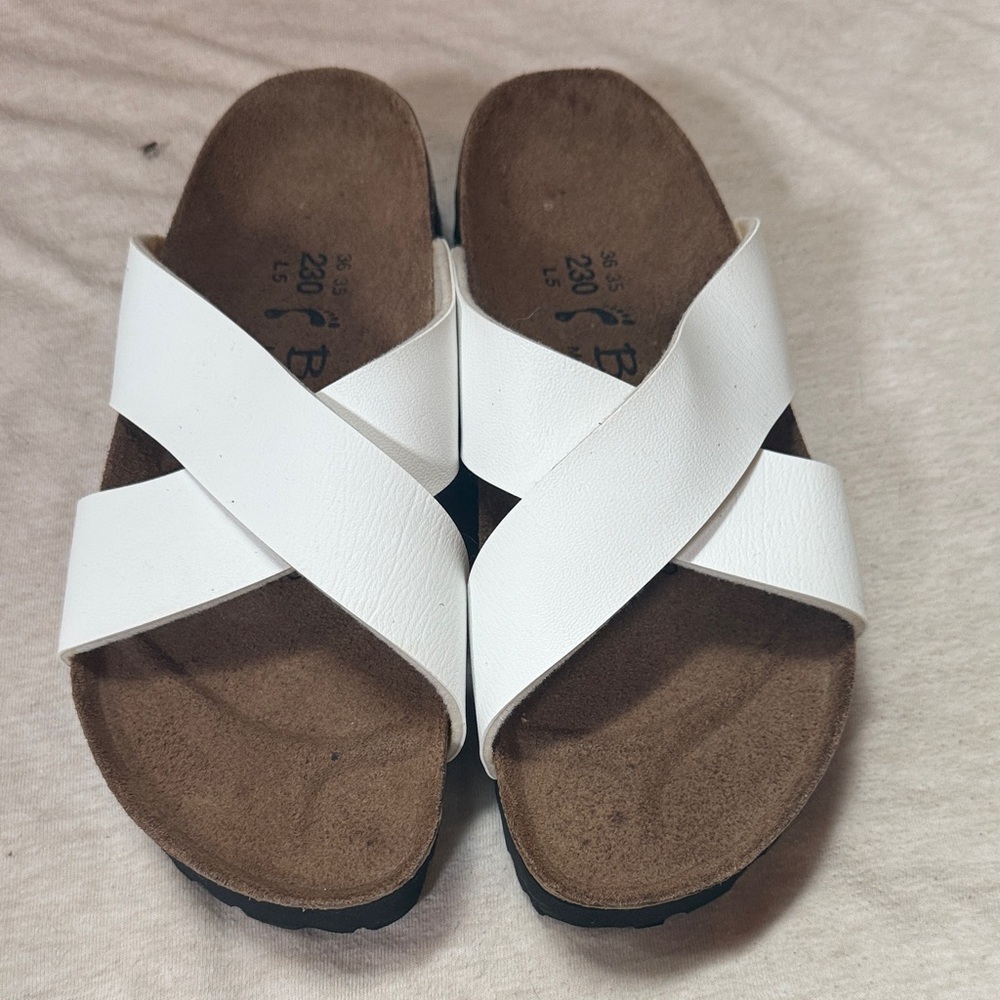 Birkenstock White Cross-Strap Sandals